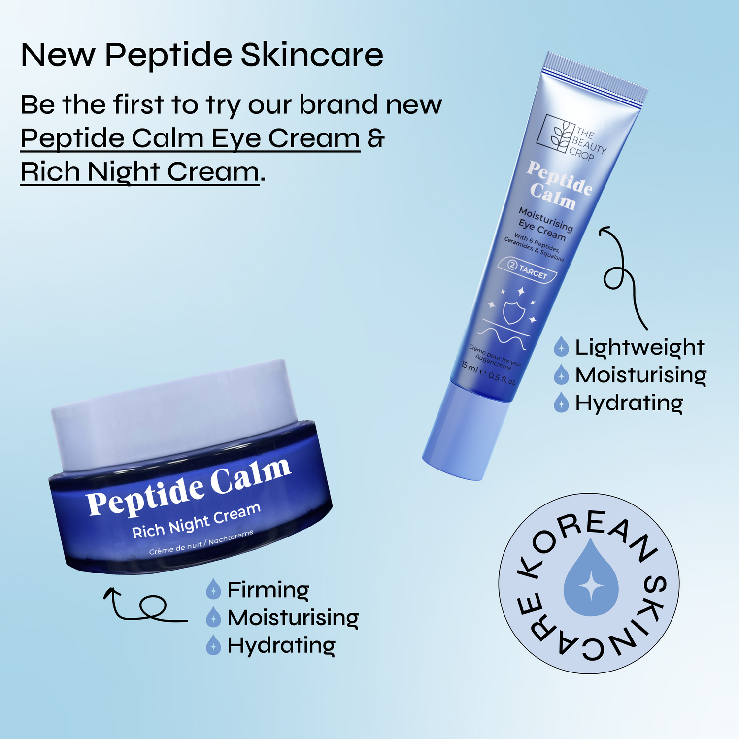 Peptide Calm Eye Cream with 6 Nourishing Peptides, Ceramides and Hydrating Squalane