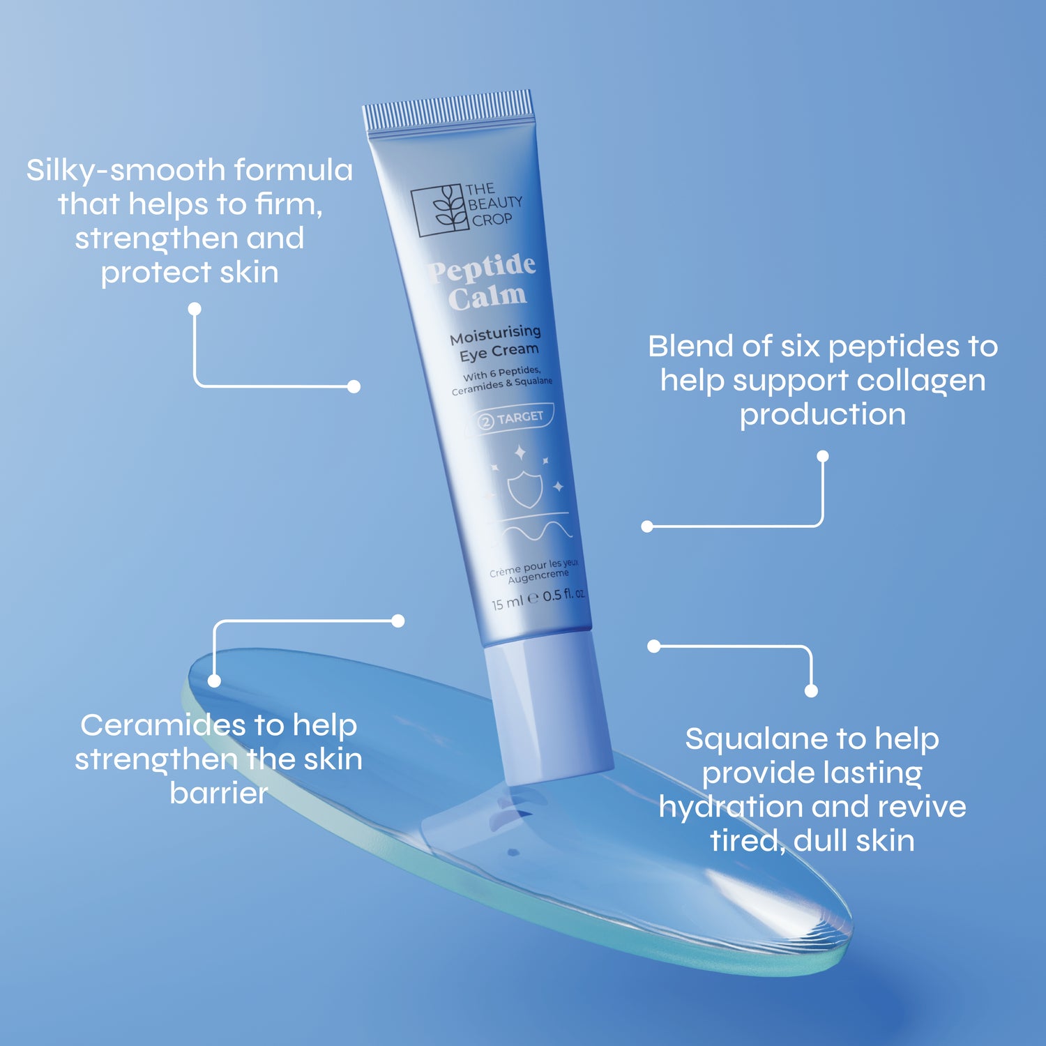 Peptide Calm Eye Cream with 6 Nourishing Peptides, Ceramides and Hydrating Squalane