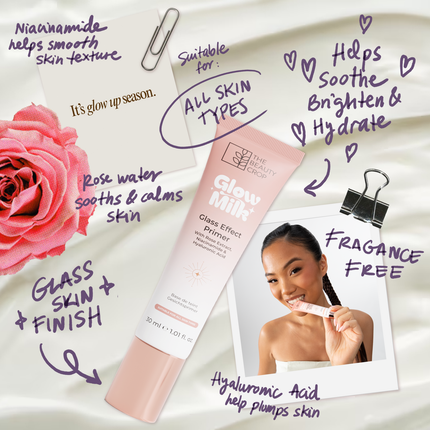 Glow Milk Glass Skin Primer With Hyaluronic Acid and Niacinamide