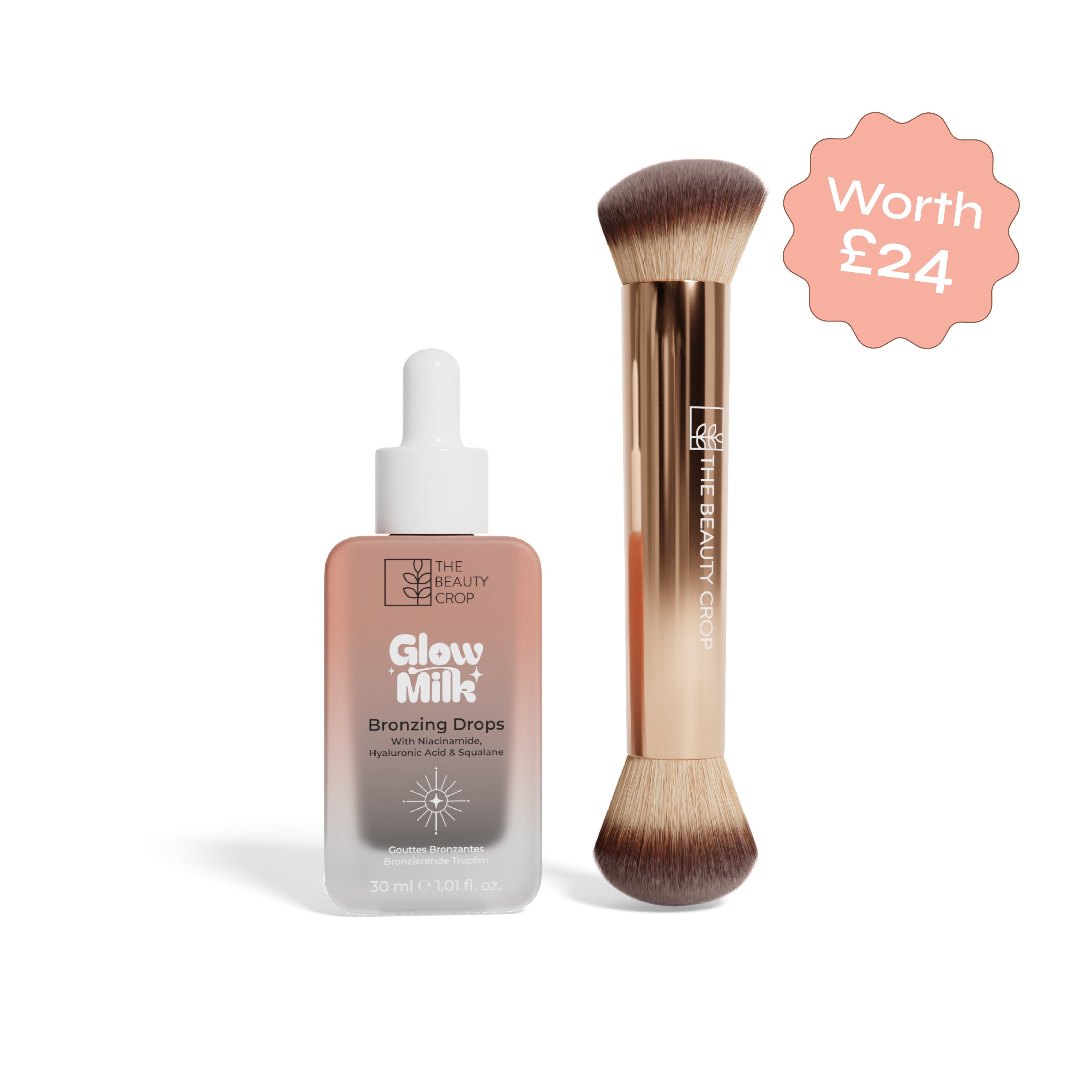 Glow Milk Bronzing Drops & Dual Complexion Brush Bundle