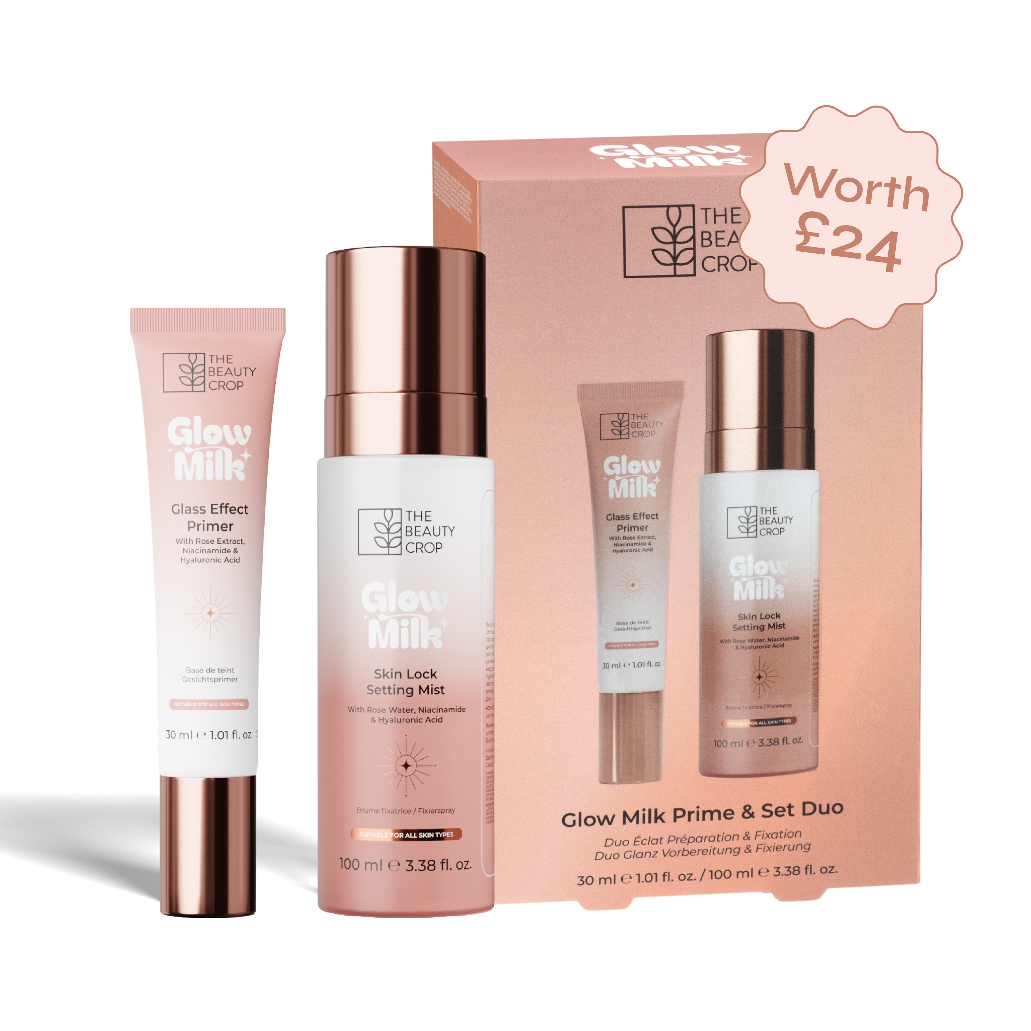 Glow Milk Glass Skin Primer & Skin Lock Setting Spray Duo