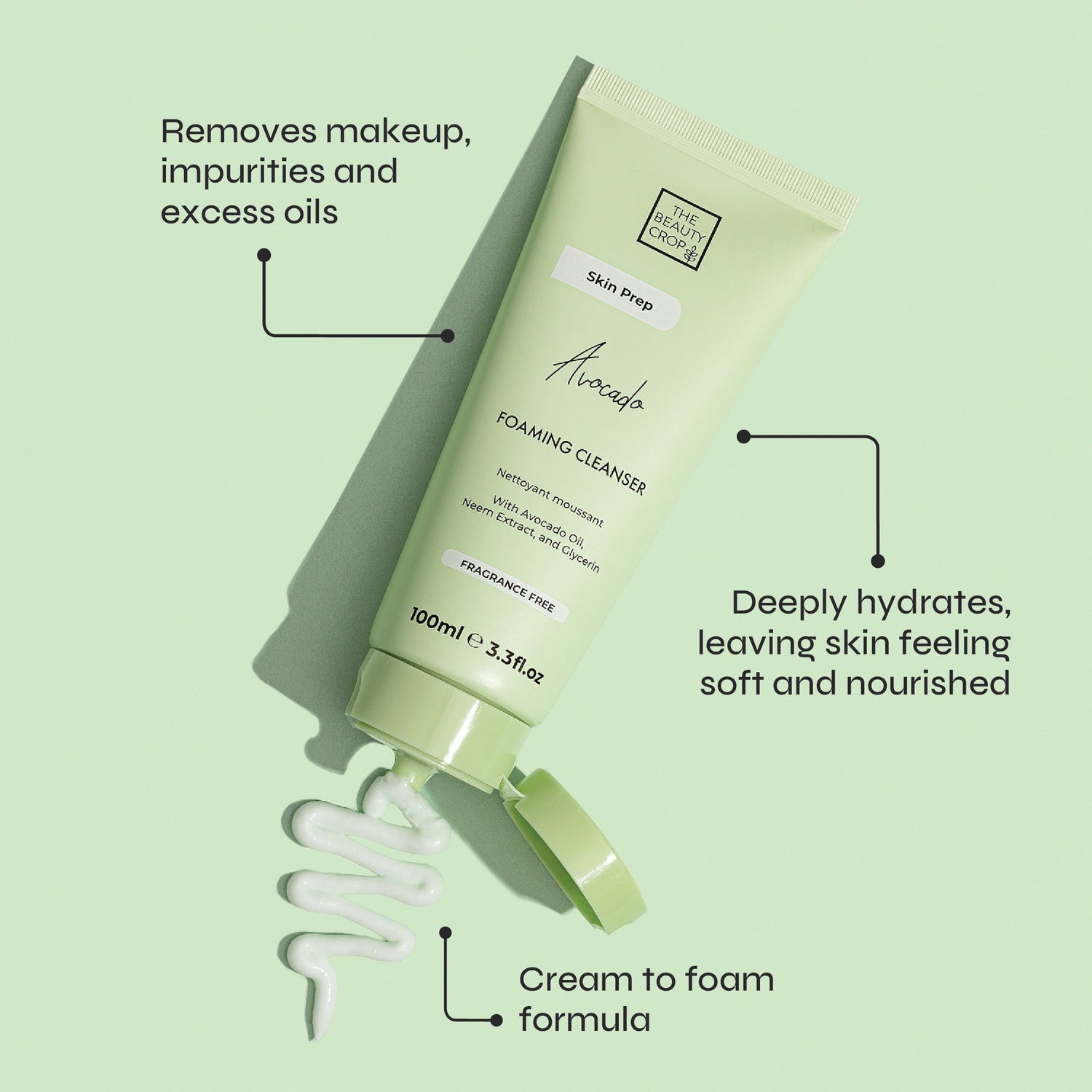 Avocado Foaming Moisture Barrier Restoring & Fragrance Free Make-up Cleanser