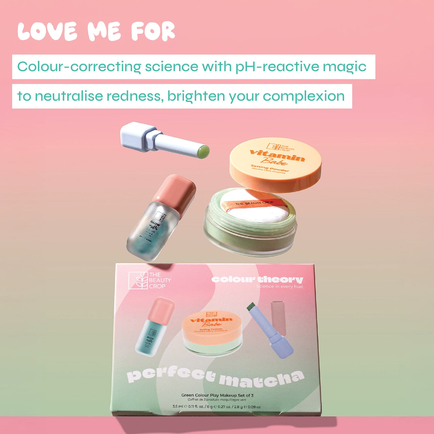 Colour Theory Anti-Redness Setting Powder and Lip Set