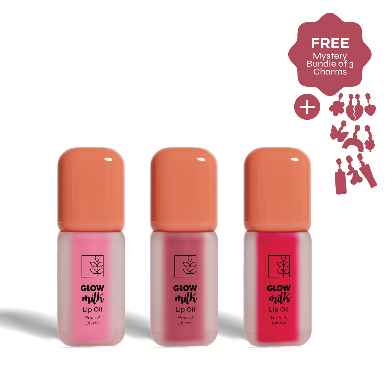Glow Milk Lip Oil Set of 3 - Sweet Edition (with Keychain)