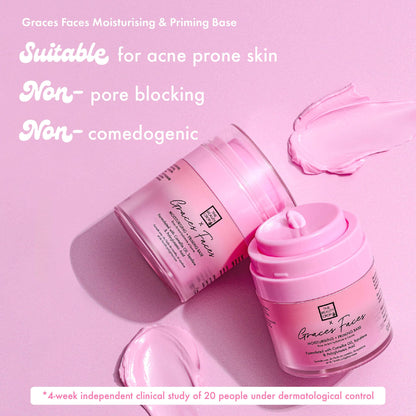 Graces Faces Moisturising & Priming Base
Suitable for acne prone skin
Non-pore blocking
Non- comedogenic